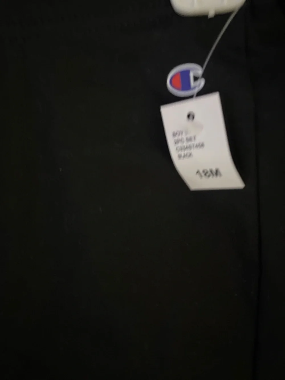 Champion Black Crewneck Sweatshirt with White Script and Red Accent